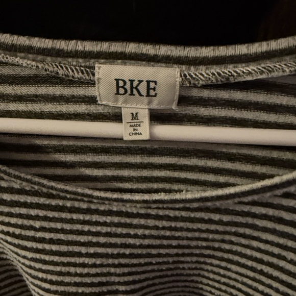 BKE Charcoal and White Striped Crew Neck Sweater - Picture 2 of 4
